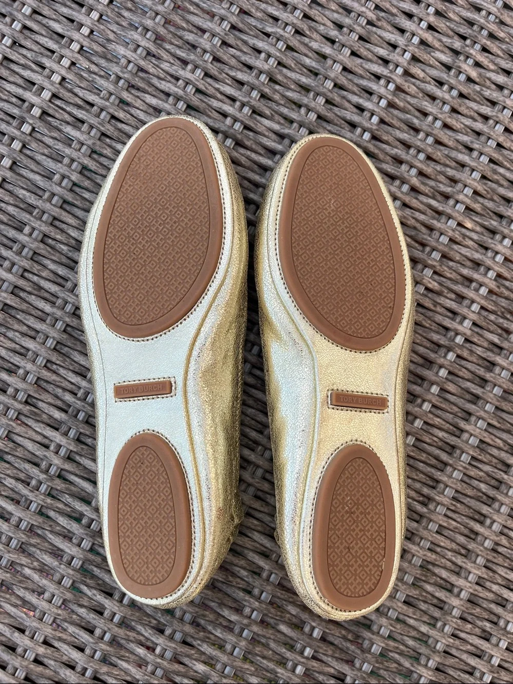 Tory Burch Gold Ballet Flats Size 9.5 - Picture 2 of 5